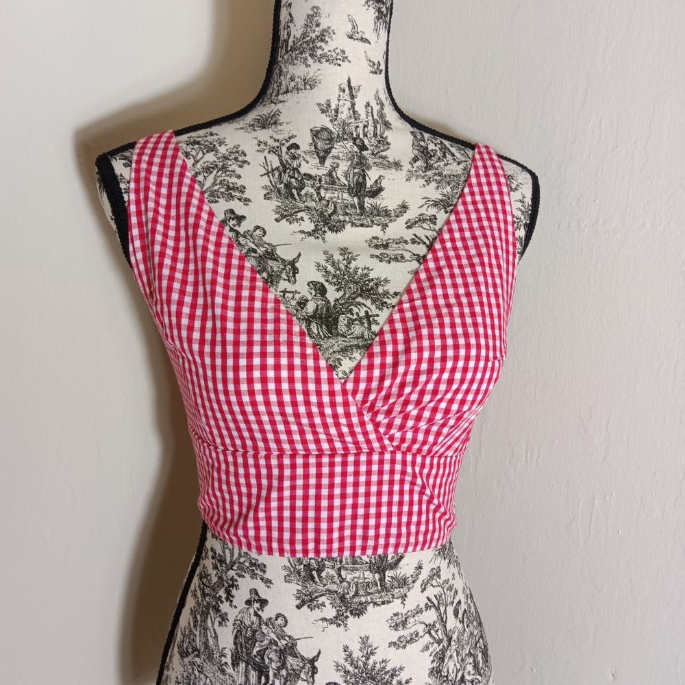 John Galt Gingham Crop Tank top